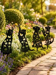 2pcs/Set Wrought Iron Garden Decor Ground Stakes, Animal Lawn Signs, Hollow Yard Ornaments & Crafts - Multiple Styles - View 9