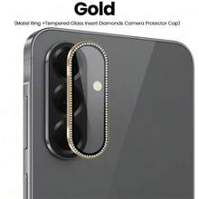 For Samsung Galaxy A57/A37 Case Luxury Diamond Metal Ring Tempered Glass Camera Lens Protector Cap Galaxy A56 A36 A26 A37 A57 5G - Multicolor - View 3