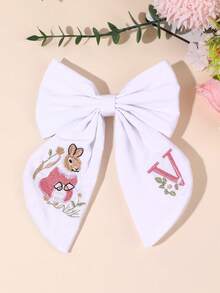 1件 26字母兔子刺繡白色髮夾，甜美花朵雛菊字母髮夾，優雅刺繡青少年髮飾，日常、開學季 - 彩色 - 查看 37