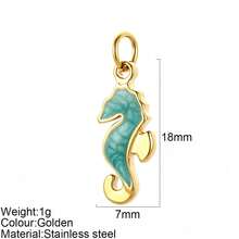 1pc Gold Seahorse Pendant Colorful Seahorse Shaped Charm Accessory Suitable For Necklace Bracelet Earrings Decoration Versatile Fashion - Multicolor - View 3