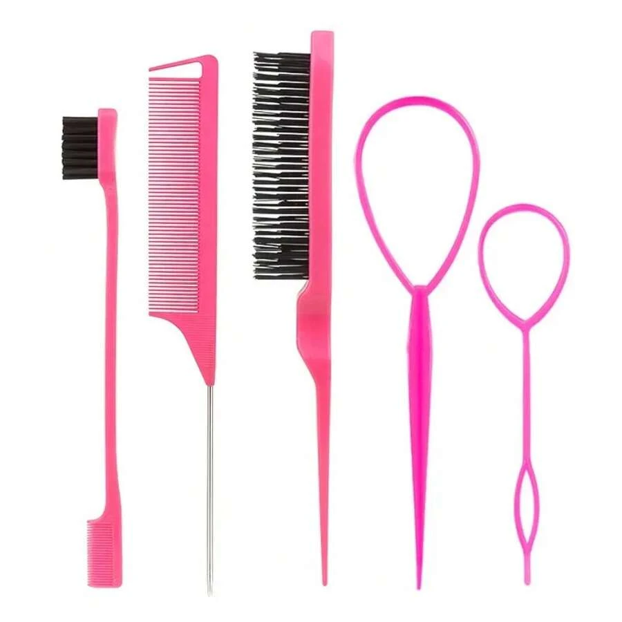 de 3-10 piezas, herramientas para trenzar el cabello, peine para coleta alta, peine lateral, herramienta para trenzar el cabello, peine de tres dientes, herramientas para peinar el cabello. - Albaricoque - Ver 1