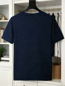 Camiseta Masculina PLUS SIZE Brasil Estampa Minimalista Manga Curta Blusa Do Brasil Lançamento Copa do Mundo e Eleições Mais Barato - Azul Marinho - Visão 2