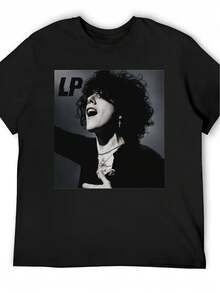 Camiseta Estampada para Hombre - Adecuada para Todas las Temporadas, Ropa Casual, Diseño Atractivo con Patrón LP - Lavable a Máquina - Negro - Ver 1