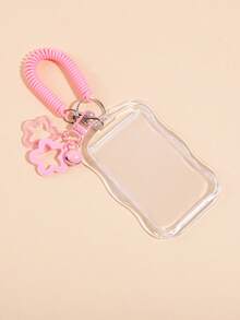 1PC Transparent Acrylic Card Holder, With Spring Cord And Bell Pendant, Creative Card Holder, Suitable For Student ID, Meal Card, Campus Card, And Bank Card Storage, A Stylish Student Study Accessory For Back-To-School Season - Single Piece - View 13
