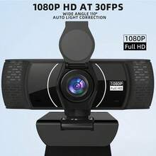 1080P 全高清 30FPS USB 網路攝影機，附降噪麥克風、自動光線校正、隱私遮蓋、廣角鏡頭，即插即用電腦攝影機，適用於 PC 筆記型電腦、Zoom、Teams、線上課程、直播與視訊會議 - 查看 5