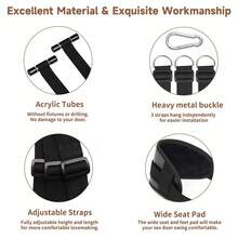 1pc SM Product BDSM Door Sex Swing With Seat, Soft Plush With Adjustable Straps, Hanging Door Handcuffs Leg Restraints Spreader Kinky Adult Sex Toys - Black - View 3