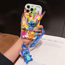 Disney Has Authorized, Phone Case - Chain Set, The Stitch Lilo & Stitch 3D Phone Case Plus A Silicone 3D Stitch Bracelet With Metallic Ring Removable Bracelet, Stitch And Angel Pattern, Compatible With Iphone17/16/15/14/13/12/11/XS/XR/X Plus Pro Max, A Stylish Cartoon Phone Case, The Perfect Gift Choice, Phone Protection, Durable Phone Cover, Great Gift For Friends And Family. - trắng - Xem 2