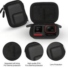 小型 PU 硬殼旅行收納保護盒，適用於 Osmo Action 5 Pro/6/4/3、Ace Pro 2/Ace Pro/Ace、Ace Pro 2/Ace/Ace Pro/2，附手腕帶保護配件 (黑色) - 查看 3