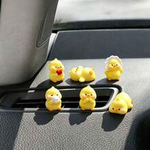 6pcs Creative Cute Cartoon Little Yellow Duck Car Dashboard/Desktop Ornament/Car Center Console Display Screen Little Yellow Duck Decorative Ornament - Little Yellow Duck - View 3