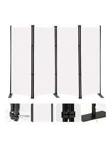 Biombo Separador Portátil Fácil Montaje 4 Paneles Moderno - beige - Ver 10
