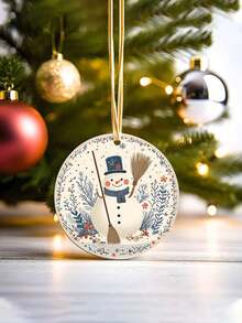 4pcs Nordic Scandinavian Round Santa Claus Snowman Reindeer Christmas Tree Hanging Decor DIY UV DTF Erasable Transfer Stickers, Winter Merry Christmas Theme Suitable For Mugs, Coffee Cups, Glass Cups, Vases, Laptops, Phone Cases, Greeting Cards, Illustrations, Junk Journals, Planners, Scrapbooks, Photo Albums And Home Decor, 6.8cm - Nordic Style - View 2