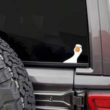Cartoon Goose Car Window Sticker - Glossy Vinyl Self-Adhesive Decal, Asymmetrical Shape Suitable For Glass/Metal/Ceramic/Plastic/Wood Surfaces, Easy To Peel And Stick Animal Theme Rear Car Decor, Surface Customized, Fun For Drivers - A - View 1