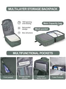 Large Capacity Travel Backpack Unisex Style, High School And College Student Back To School Luggage Backpack, Waterproof Nylon Durable, College Student Backpack, With Independent Shoe Compartment, Multi-Functional Dry And Wet Separation Compartment Storage, Luggage Storage Bag, Expandable Capacity Multi-Compartment Business Functional Backpack, Expandable Extra Large Laptop Backpack, Outdoor Travel Carry-On Boarding Travel Backpack, Personal Backpack, 15.6 Inch, 17 Inch Laptop Backpack - Multicolor - View 6