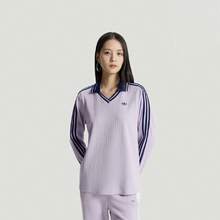 adidas originals 舒適透氣套頭薄款V領親膚長袖Polo衫女款 - 淡紫色 - 查看 3