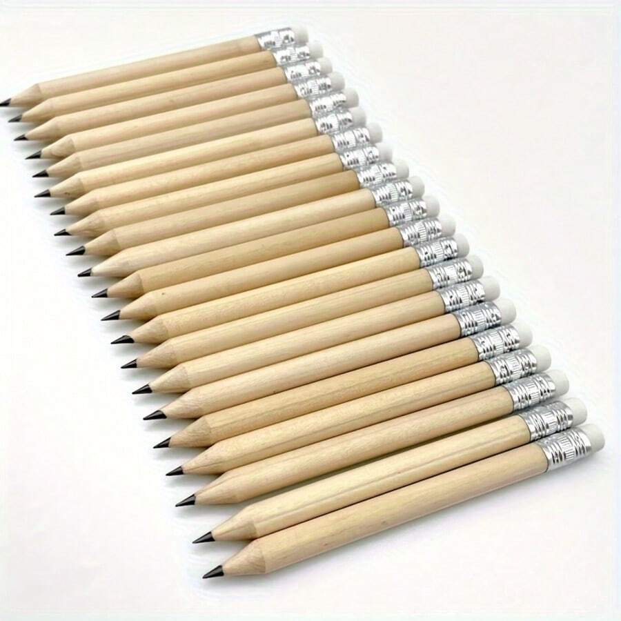 10/20/30pcs Natural Wood Short Pencils, 10mm Golf Short Pencils, Student HB Short Pencils, HB Mini Pencils With Eraser, Essential For Back To School Writing, Drawing And Note-Taking - Multicolor - View 1