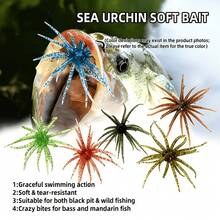 6Pcs Fishing Sea Urchin Soft Lures, Made Of TPE Material, Realistic Multi-Colored Floating Dynamic Fishing Bait In The Form Of A Ball, Suitable For Anglers, Fishing Tackle Shops, And Fishing Tools (Colors Are Random) - 6Pcs - View 3