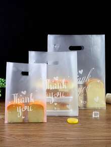 50pcs Transparent Plastic Gift Bags With Handles - Suitable For Salads, Cakes, Pizzas, Breads, Desserts, Cookies And Candies - Ideal For Weddings, Birthdays And Parties - Multiple Specifications - View 5