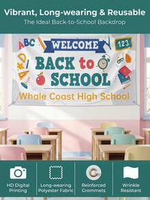 1pc Customized Welcome Back To School Banner, Personalized Text, Classroom Decor, Personalized Sign, Customized Teacher Appreciation Back To School Gift - Multicolor - View 2