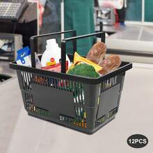 SanBouSi 12PCS Plastic Shopping Baskets Shopping Baskets With Handles Shopping Baskets - Black - View 4