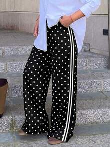 Soltrb Women's Loose Fit Leopard Print Hiphop Pants - Black and White - View 7