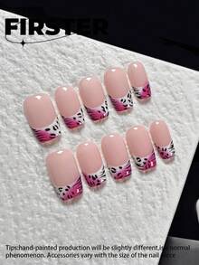 10 buah Kuku Tempel Persegi Pendek Sedang Buatan Tangan, Seni Kuku Musim Panas, Gradien Merah Muda Nude hingga Magenta Motif Leopard Gaya Prancis, Kuku Akrilik Mengkilap yang Dapat Digunakan Kembali, Cocok untuk Pemakaian Sehari-hari - MultiWarna - View 5