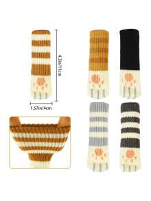 4pcs/Set Fundas para patas de silla con forma de pata de gato lindas, protectores de manija de puerta de lana tejida, calcetines para patas de silla antideslizantes resistentes al desgaste y silenciosos engrosados - A - Ver 10