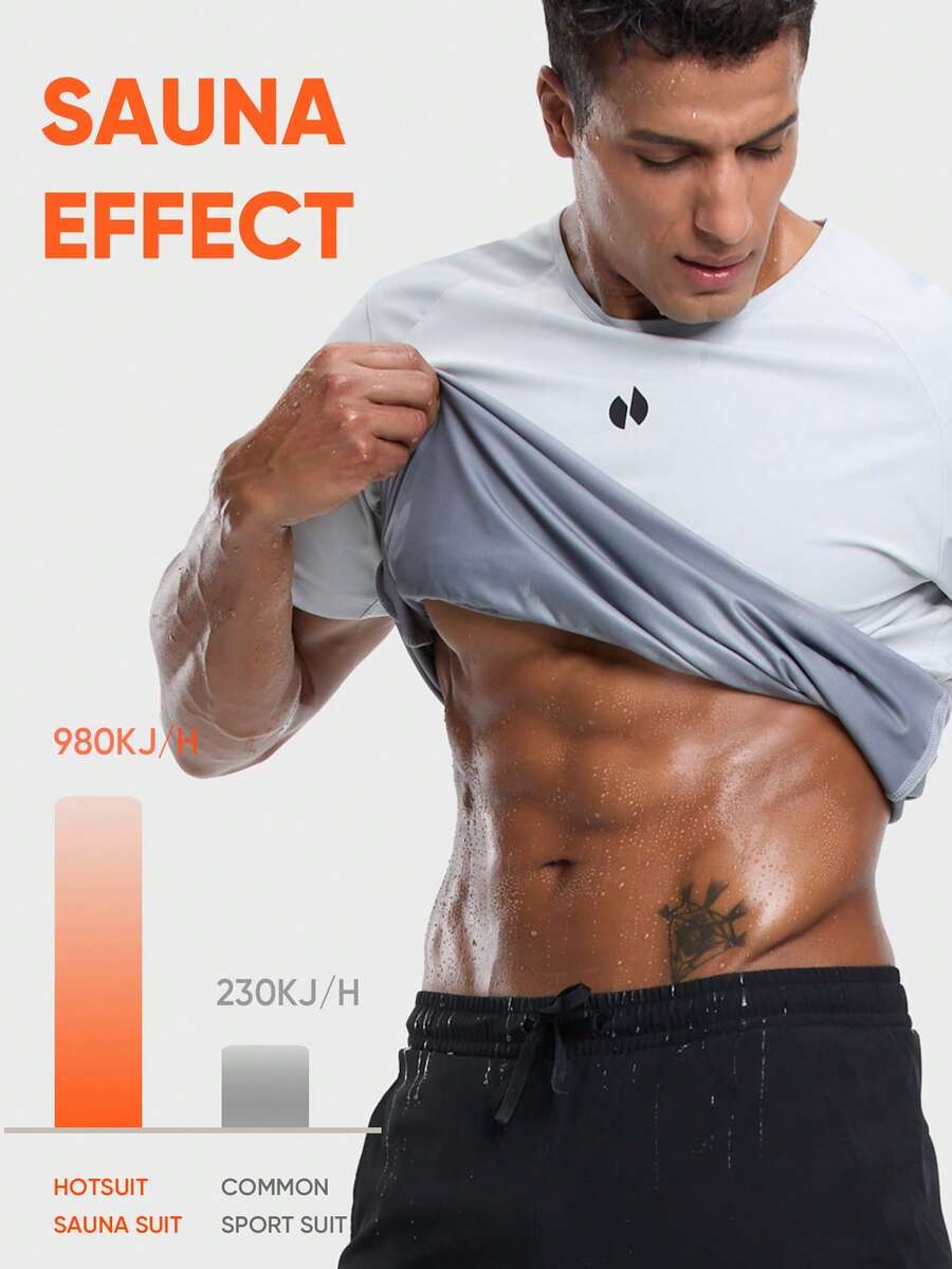 HOTSUIT Men's Sauna T-Shirt, Men's Sports T-Shirt With Adjustable Buckle, Suitable For Fitness And Workout