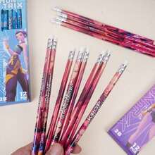 12pcs K-Pop High Quality Graphite Pencil Set, Cute Cartoon Character Print Exam Pencils, Aesthetic Smooth Writing Pencils, Suitable For Homework And Office Documents - Multicolor - View 3