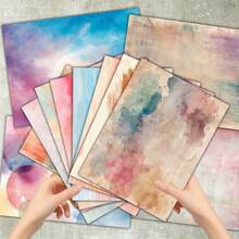 36 Sheets A5 (Colorful Rendered Art Background) Scrapbook Thin Paper, Suitable For Bullet Journal, Junk Journal, Greeting Card Background, Photo Album And Handicrafts - Rectangle - View 6