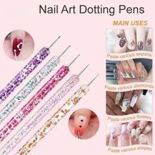 35Pcs All-In-One Nail Art Brush Set, Dotting Pens & Multi-Shape Painting Brushes For Lining, Flat & Fine Tip Brushes Plus Crystal Filled Dotting Tools For Floral Drawing And Nail Ornament Application - Multicolor - View 2