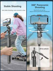 AXNEN 78.74"/2M Extendable Super Long Selfie Stick Tripod,Multi-Angle Rotation Phone Holder With Bluetooth Remote Control,1/4" Screw Interface With Cold Shoe Suitable For Action Camera,Fill Light,Smartphone Live Streaming,Photography,Vlogging. - View 8