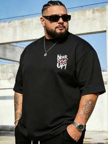 Plus Size Men's Fashion Loose Short Sleeve T-Shirt | Exquisite Design | Summer Essential | Easy To Match | Show Your Style, Gift For Boyfriend Sports - Black - View 2