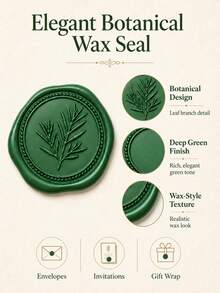20/30/50/100pcs Wax Seal Stickers, Wedding Invitation Envelope Seal Stickers, Self-Adhesive Rosemary Metallic Gold Stickers, Suitable For Invitations, Christmas, Gift Wrapping, Parties - Rosemary--olive Green - View 3