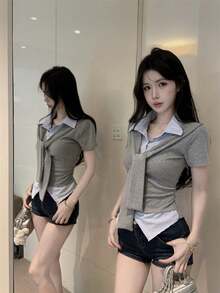 Women Tops - Grey - View 8