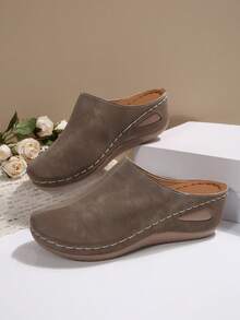 Hollow Out Wedge Sandals, Comfortable To Wear, Suitable For Long Hours Of Work And Shopping - Khaki - View 7