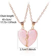 2piezas/Set Collar con Colgante de Corazón Empalmado para Mejores Amigos, Collar con Colgante de Amistad Eterna para la Escuela, Accesorios de Joyería para Fiestas de BFFs&Parejas, Regalo - Unitalla - Ver 5