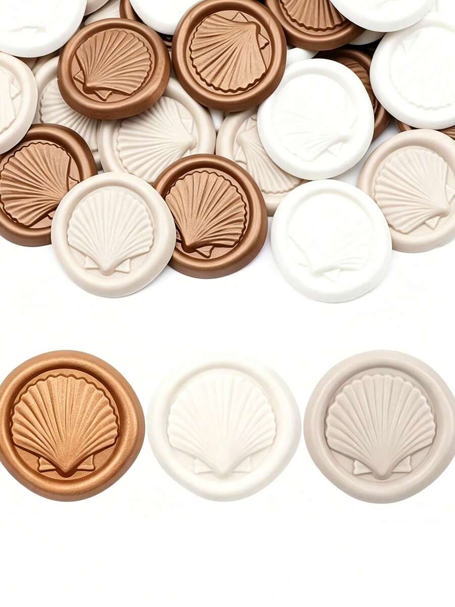 20pcs/10pcs/1pc Embossed Shell Wax Seals - Ideal For Decorating Invitations, Envelopes Or Gift Packaging. Suitable For Birthday Parties, Weddings, Back To School, Various Theme Parties, Anniversaries And More. - One Size Fits All - View 1