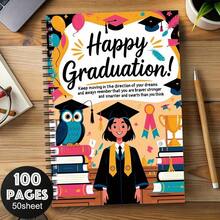 1pc Happy Graduation! 100-Page Spiral Notebook With Inspirational Quotes And Graduation Design - Suitable For Office Or Personal Use, Graduate Notebook, Graduation Journal | Inspirational Quotes Notebook | Decorative Notebook - B - View 6