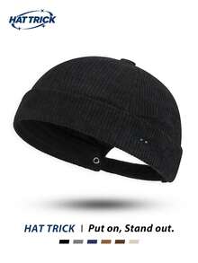 1 pièce Casquette de marin sans visière ajustable en velours côtelé vintage patchwork Silly Little Goose, chapeau de marin, streetwear hip-hop, moto, preppy, polyvalent, décontracté, chapeau Tang, à porter toute l'année - F - Voir 9