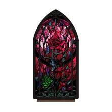 1pc Painted Glass Dragon Arch 2D Acrylic Desktop Ornament, Gothic Window Frame Style Desktop Decoration, Starry Sky Giant Dragon Bookend Decor, Suitable For Study, Bedroom, Library And Home Art Decoration, Perfect Holiday Gift - 1PC - View 16