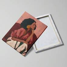 1 pièce Affiche sur canevas encadrée/non encadrée contemporaine bohème afrocentrique mode rouge sombre abstrait fille africaine féminine impression d'art mural pour couloir, entrée, décoration esthétique, peinture sur rouleau pour dortoir, salon, chambre, décoration de maison moderne - B - Voir 4