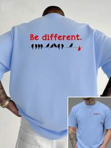 Única y fuera de lo común, la nueva camiseta de cuello redondo para hombre con estampado a doble cara una prenda holgada, casual, deportiva, moderna y a la moda para estudiantes y adolesc - Negro - Ver 7