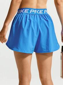 Nike Pro Women's Quick-Dry 2-In-1 Training Shorts, Lightweight Texture, Helps You Train Freely. Built-In Elastic Cycling Shorts - Blue - View 2