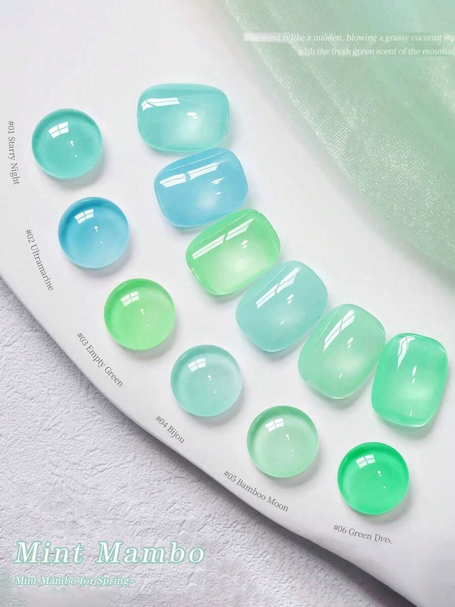 12ml 夏季薄荷曼波風冰透藍綠美甲油膠 2026 新款小系列 顯白熱門色 凝膠指甲油 美甲強化 適用美甲沙龍與居家DIY美甲用品