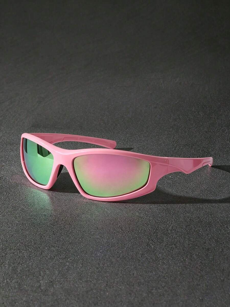One Pair Of Pink, White, And Black Framed Eyeglasses With Mercury Gradient Lenses For A Snug Fit, Perfect For Outdoor Cycling, Sports, Travel, And Vacations. - Sports Glasses - Gradient - View 1