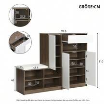 Shoe Bench And Cabinet, Multifunctional Shoe Rack With Padded Seat, Versatile Storage Solution With Adjustable Shelves For The Entryway, White, W 140/D 35/H 110 Cm - 白色 - 查看 7