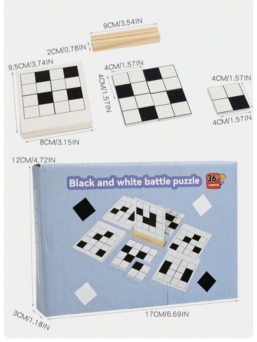 Juego de mesa de batalla de rompecabezas en blanco y negro, juego de mesa familiar para 2 jugadores, interacción entre padres e hijos, adecuado para reuniones familiares de Halloween y Navidad - Blanco y Negro - Ver 1
