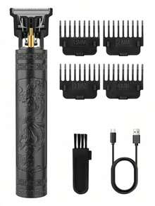 HIENA 2pcs/Set Kombo Potong & Pangkas Rambut Pria, Pisau T9, Mesin Cukur Rambut Elektrik dengan Layar Digital, Perlengkapan Terpadu, Cocok untuk Penggunaan di Rumah (Mesin Cukur Rambut Tunggal Juga Tersedia) - Hitam - View 4