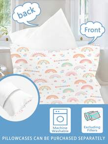 2/3PCS Vỏ chăn in cầu vồng trắng+1/2 vỏ gối đồng bộ, bộ chăn ga gối trẻ em phong cách Kawaii Hàn Quốc bằng polyester có khóa kéo, mềm mại và có thể giặt được, phù hợp cho phòng ngủ trẻ em và quà tặng sinh nhật, phù hợp cho tất cả các mùa - Nhiều màu - Xem 5