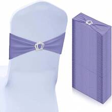 10 buah Pita Dekoratif Sandaran Kursi Spandex, Pita Kursi Elastis dengan Busur dan Gesper Berbentuk Mahkota, untuk Musim Wisuda, Prom, Pernikahan, Pesta dan Dekorasi Perjamuan - Mauve Purple - View 8